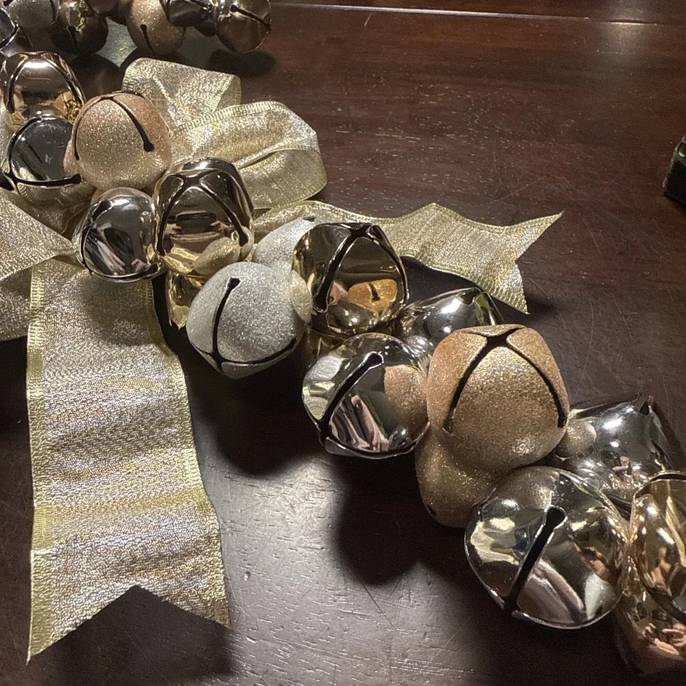Elegant Gold, Silver, and Glitter Bells Candy Cane Hanging Christmas Decor 19